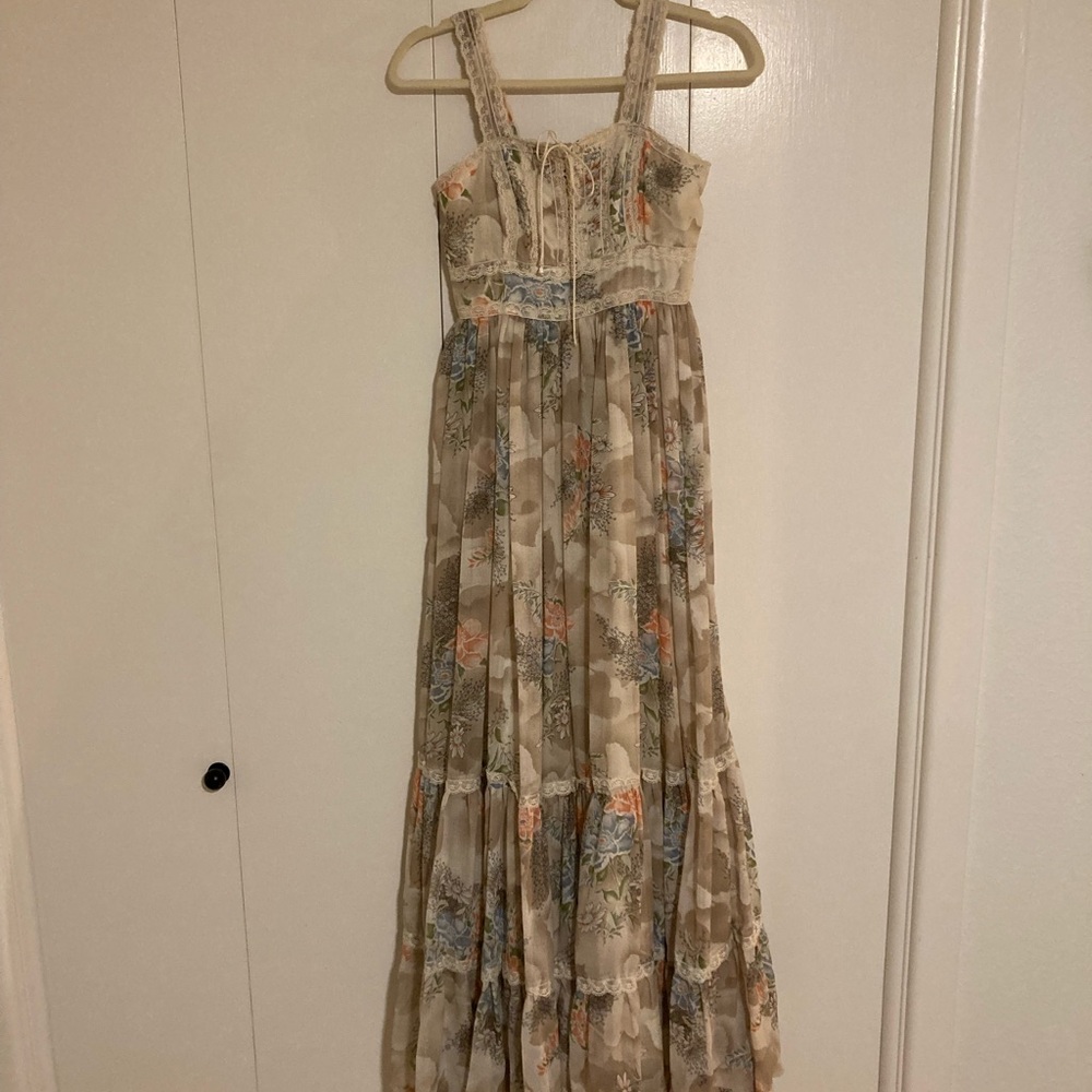 Gunne Sax Vintage 1970s Prairie Maxi Dress